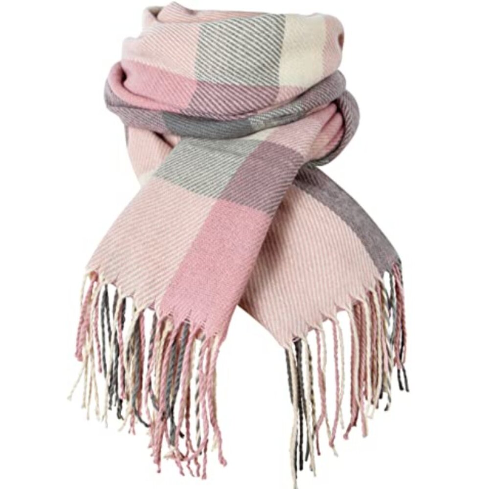Colorful Pink Soft Oversized Fall Scarf – Warm, Stylish